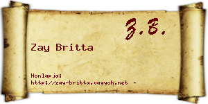 Zay Britta névjegykártya
